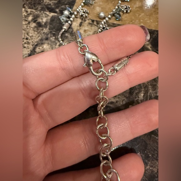 Brighton Cannes Blue Crystal Heart & Faux-Pearl Dangle Bead Necklace - Picture 5 of 7